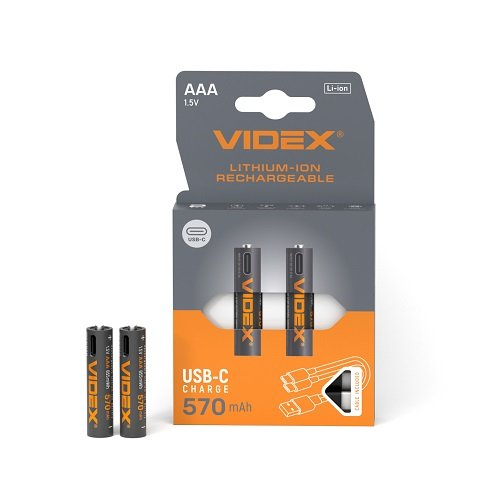 Акумулятор VIDEX Li-ion LIR03C/AAA USB-C 1.5V (захист) 570mAh C2 29289