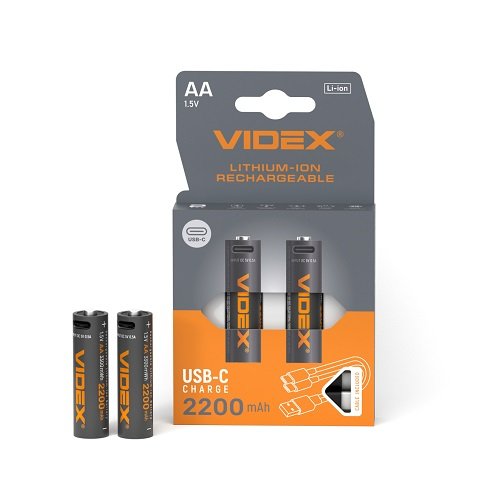 Акумулятор VIDEX Li-ion LIR6C/AA USBC-C 1.5V (захист) 2200mAh C2 29288
