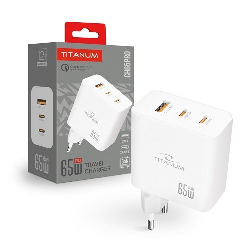 МЗП TITANUM CH65PRO GaN 65W (1USB/2Type-C) без кабелю