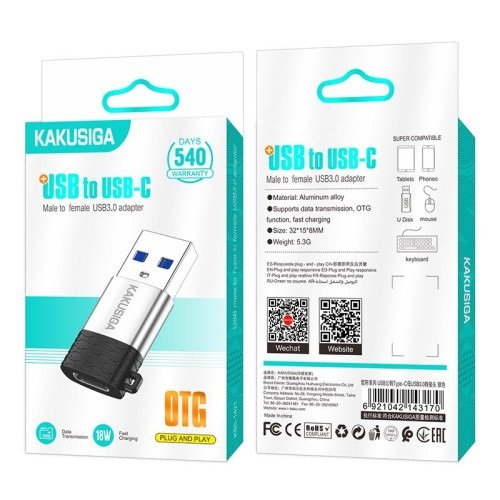 Перехідник USB to Type-C Kakusiga KSC-1421