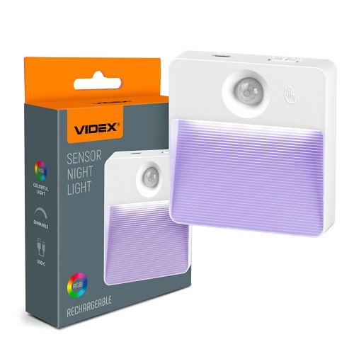 Ліхтарик Аварійний VIDEX VL-NL104W-G 15Lm + RGB (Датчик руху) 29349
